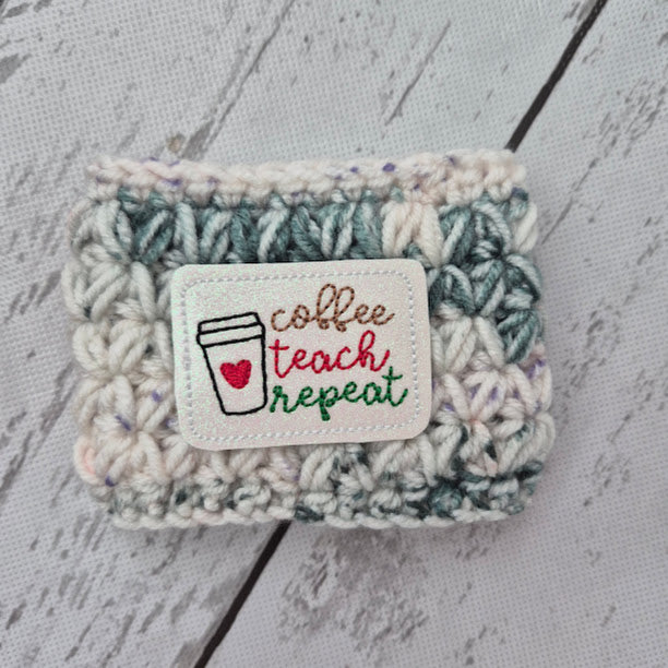 Coffee Teach Repeat Drink Cozy - Green & White