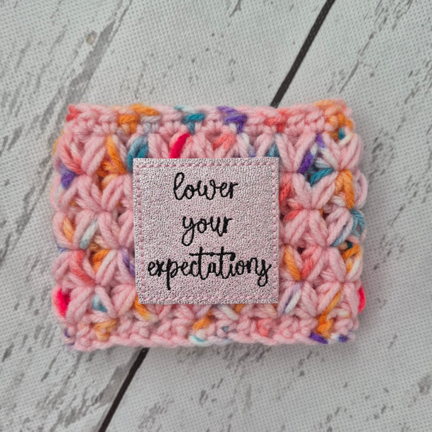 Lower Your Expectations Drink Cozy - Pink Speckle
