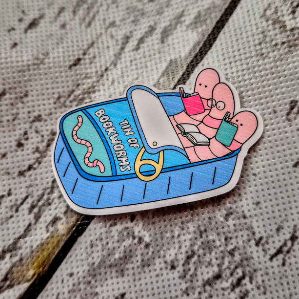 Tin Of Bookworms Matte Sticker