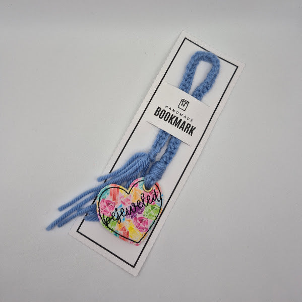 Bejeweled Heart Light Blue Bookmark