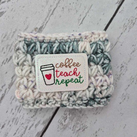 Coffee Teach Repeat Drink Cozy - Green & White