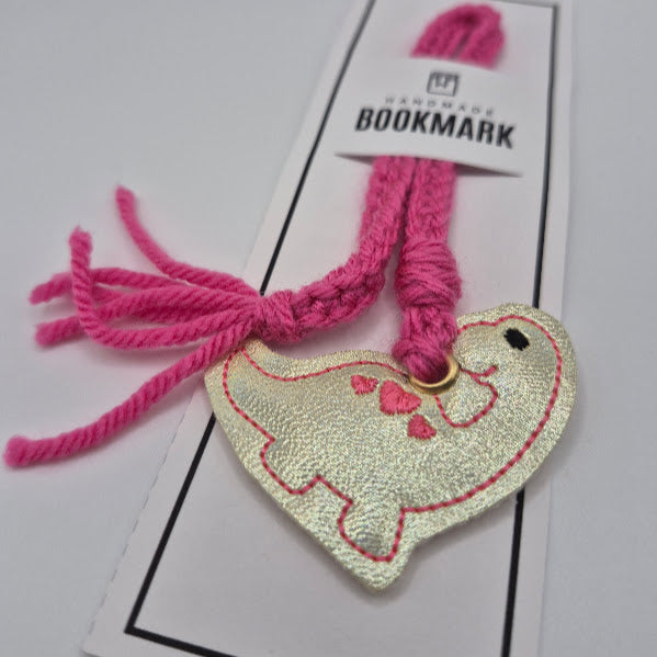 Spotted Dinosaur Pink Bookmark