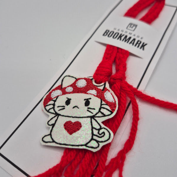 Mushroom Cat Red Bookmark