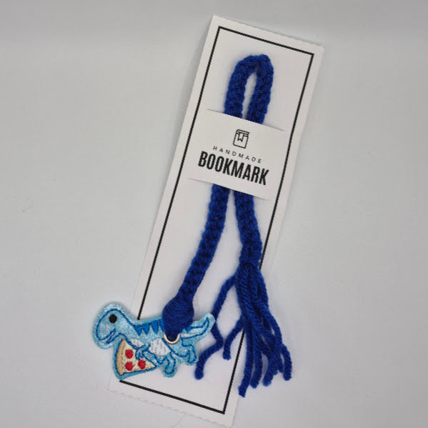 Pizza Dinosaur Blue Bookmark
