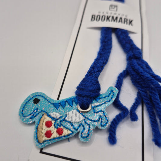 Pizza Dinosaur Blue Bookmark