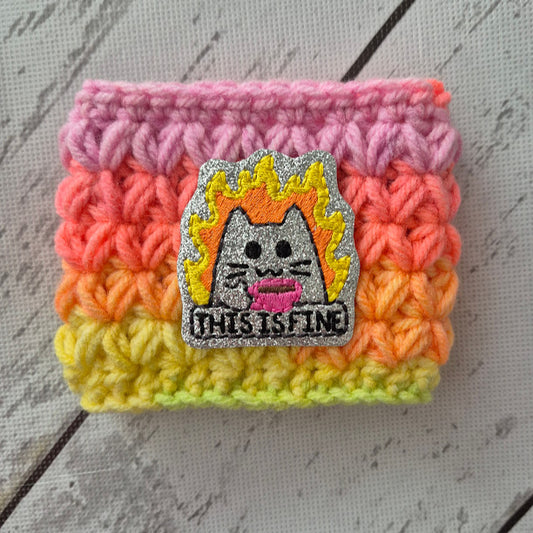 This Is Fine Drink Cozy - Neon Pink Ombre